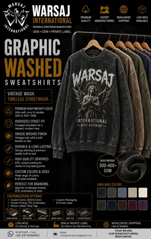 Graphic Washed Sweatshirts