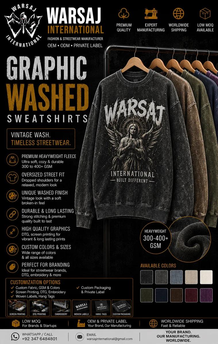 Graphic Washed Sweatshirts